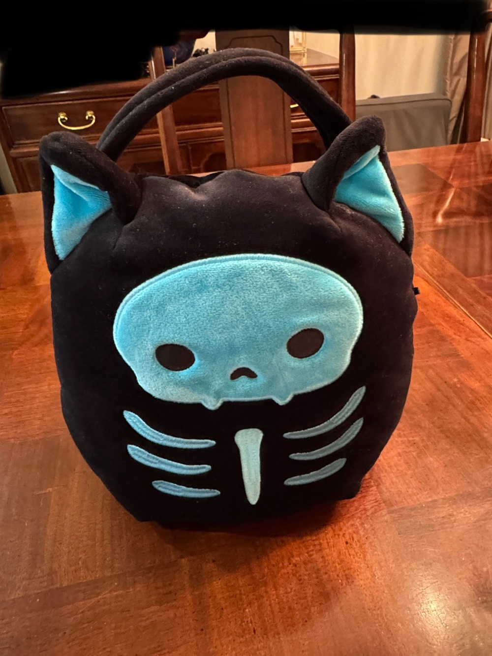 Stump the Skeleton Cat Squishmallows Treat Pail Basket Halloween